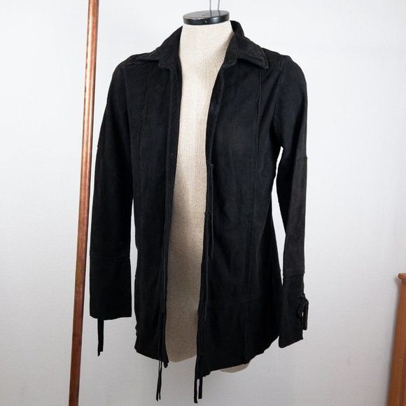 Elizabeth and James Lamb Leather Suede Jacket Fringe Western - Picture 2 of 6